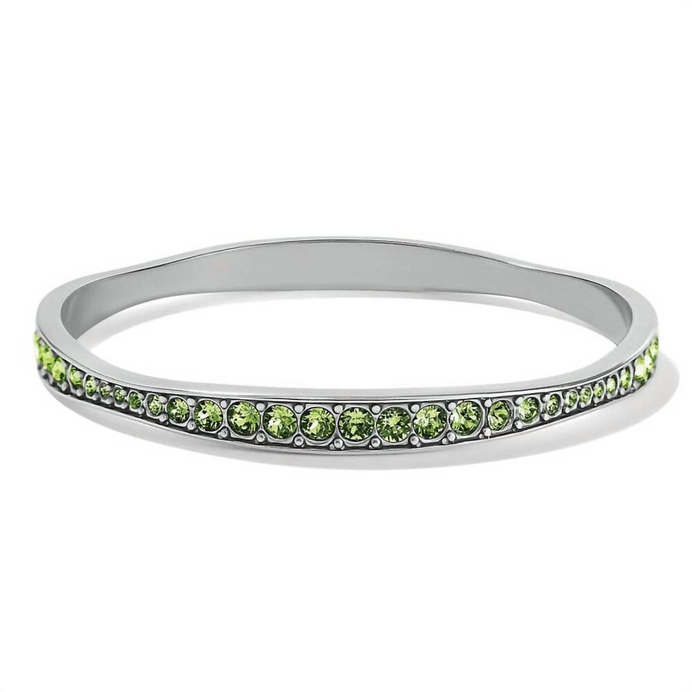 NEW BRIGHTON women's light hearted crystal bangle in silver peridot